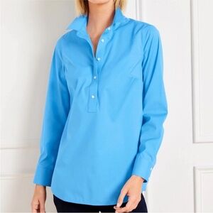 Talbots Non-Iron Popover Shirt in Freshwater Blue in Size XL